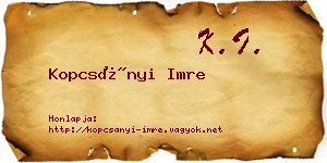 Kopcsányi Imre névjegykártya